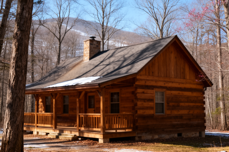 Mountain Cabin in Early Springtime